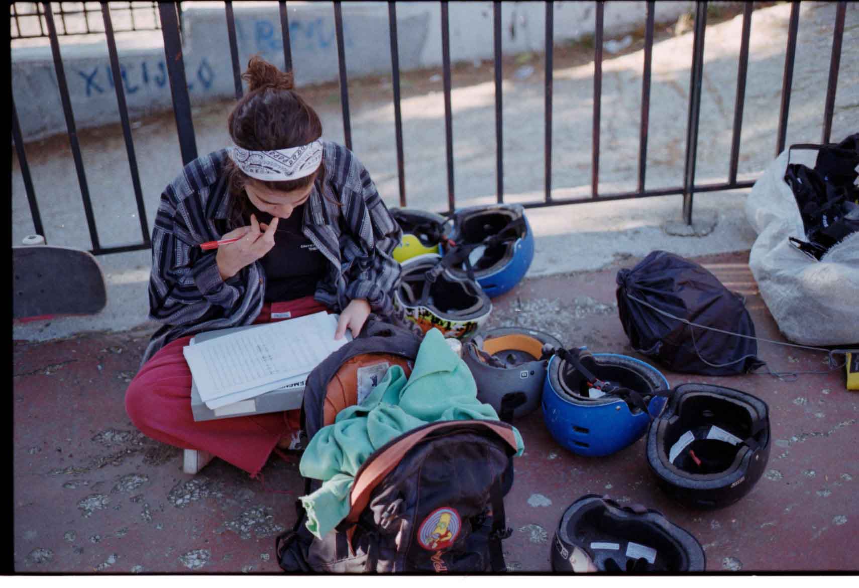 Taking attendance at skate lesson